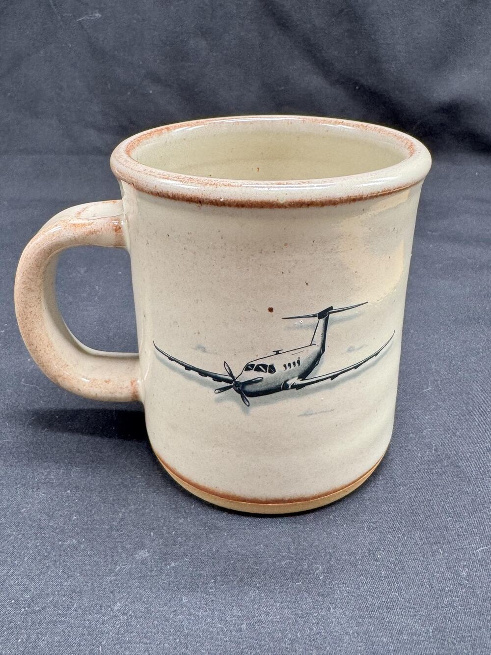 Gramps Airplane Stoneware Coffee Mug Cup Hand Painted Grandpa Pilot Mud Love